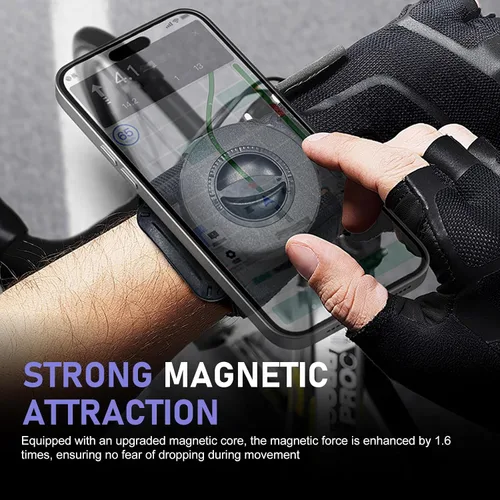 Vista 4 de Soporte magnético para teléfono para correr, brazalete deportivo ajustable, soporte para teléfono celular, manos libres, accesorios de teléfono