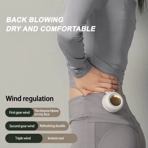 Vista 4 de Drkicsy 3 ventiladores pequeños de cuello con clip de torbellino, ventilador de enfriamiento portátil de 3 velocidades recargables, ventiladores