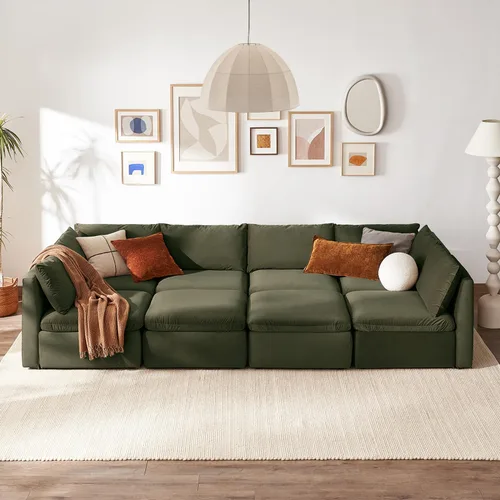 Vista 13 de mopio Sofá Seccional Modular de Gran Tamaño con Fundas Completamente Extraíbles y Almacenamiento, Convertible en Forma de U, en Forma de L