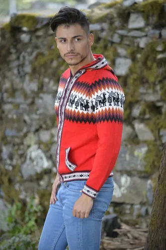 Vista 4 de Gamboa Cárdigan para hombre, suéter de alpaca para hombre, cárdigan para hombre, suéter con capucha para hombre, chaqueta para hombre