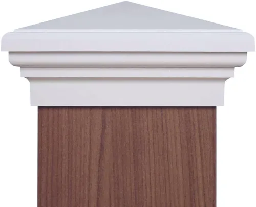 Vista 10 de Tapa de poste piramidal gris de 4 x 4 para postes de 3.5 x 3.5 pulgadas, más común para postes tratados a presión, parte superior cuadrada