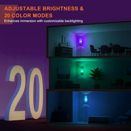 Vista 5 de FRIDEKO HOME Lámpara de pie, iluminación ambiental que cambia de color para sala de estar, dormitorio, lámpara de pie con aplicación y control