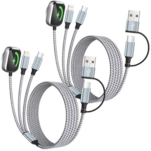 Vista 11 de Cruise Essentials Cable de Carga 4 en 2 para Cargador Apple iWatch/iPhone 17/Lightning/Micro, Cable Cord de Carga Múltiple de Viaje Compatible