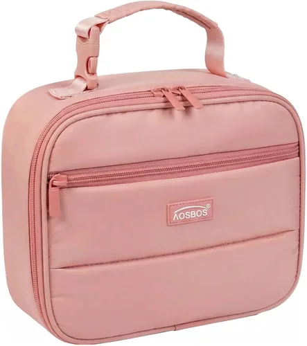 Vista 12 de Aosbos - Bolsa de almuerzo aislada para adultos - Elegante lonchera pequeña en sarga para trabajo, oficina - Bolsa de almuerzo suave y portátil
