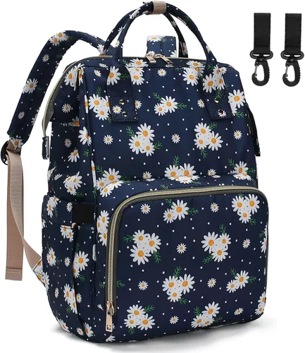 Vista 8 de Mochila para pañales para bebé, mochila de gran capacidad, impermeable, para maternidad, viajes, con correas para cochecito, Gato, Classic