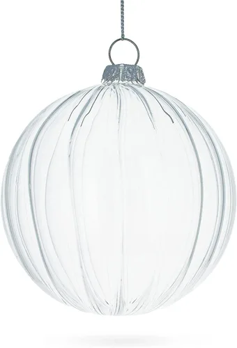 Vista 7 de Elegante juego de 3 bolas de cristal transparente a rayas adornos de Navidad de 3.5 pulgadas