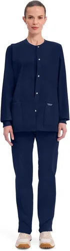 Vista 5 de Cherokee WW340 - Chaqueta de uniforme médico para mujer, con cierre frontal, 3 bolsillos, resistente a la decoloración, elástica en 2 direcciones