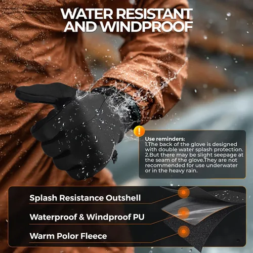 Vista 4 de rivmount Guantes de invierno para mujeres y hombres para clima frío, correr, conducir, ciclismo, resistente al agua y pantalla táctil, guantes