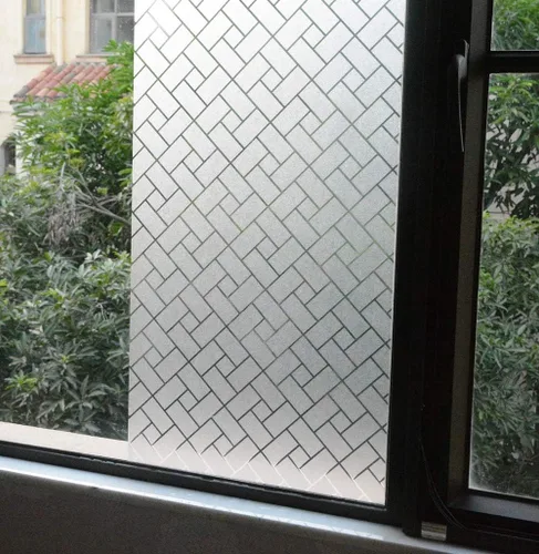 Vista 5 de VSUDO 1 rollo de película de privacidad para ventana de 17.7 x 78.7 pulgadas, tinte de ventana con patrón rectangular inclinado, adhesivo estático