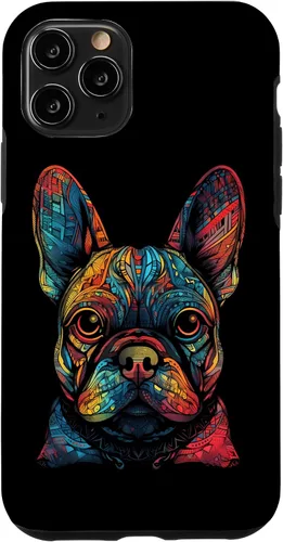 Vista 27 de iPhone 16 Colorful French Bulldog Face Frenchie Dog Lover Funny Black Case