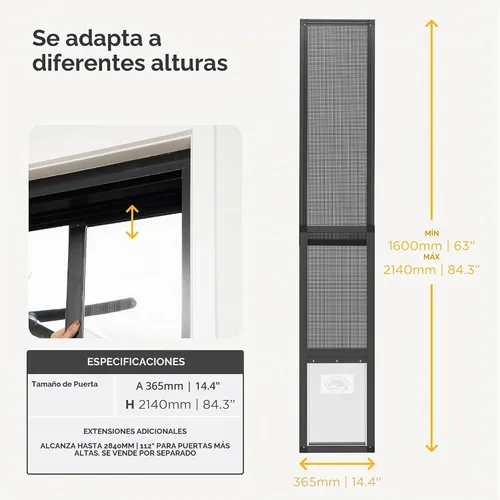 Vista 6 de Hakuna Pets V2 Panel de Inserción de Pantalla para Puerta de Mascotas de Patio, para Puertas Corredizas, Se Ajusta a la Vía de la Puerta con Altura