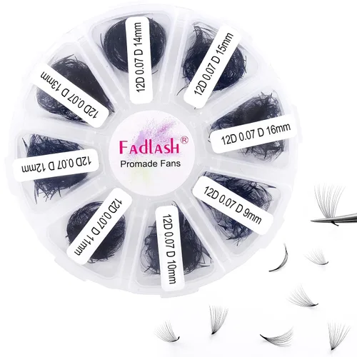 Vista 32 de Extensiones de pestañas de volumen Premade Fans Extensiones de pestañas 10D C/D rizadas