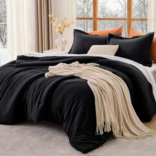 Vista 32 de MUXHOMO Juego de edredón beige tamaño individual/individual XL, ropa de cama alternativa ultrasuave para todas las estaciones. El juego de cama
