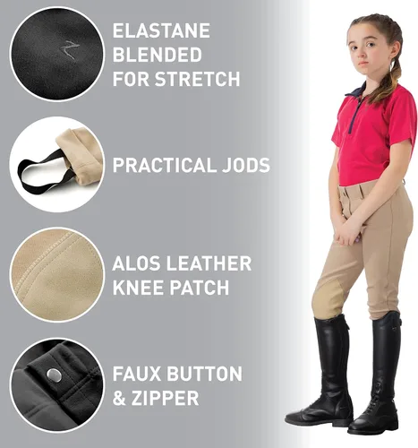 Vista 2 de HORZE Nora - Pantalones de equitación para niños con parches de piel sintética para niñas