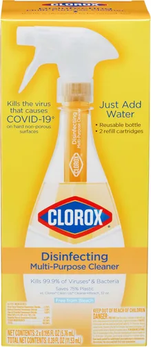 Vista 11 de Clorox - Kit de inicio de limpiador desinfectante multiusos, esenciales para el hogar, una botella de spray reutilizable más 2 repuestos