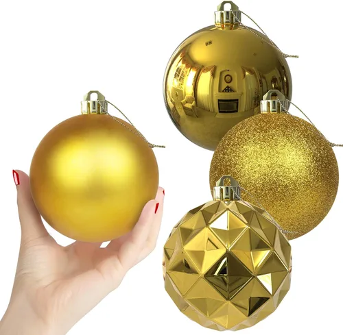Vista 189 de Esferas pequeñas de Navidad de bronce y dorado de 1.6 pulgadas, adornos para decoración de árbol de Navidad, bolas colgantes inastillables