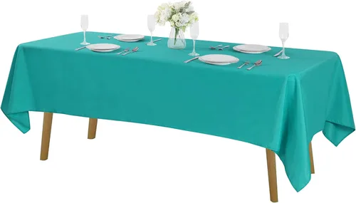 Vista 138 de Mantel rectangular de tela de poliéster lavable de 60 x 120 pulgadas, para decoración de bodas, fiestas, comedores, banquetes
