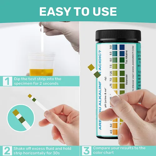 Vista 9 de Tiras de prueba de pH para orina y saliva, 150 tiras de prueba de pH de papel tornasol con libro electrónico, prueba rápida y fácil de nivel de pH
