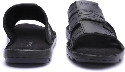 Vista 5 de Harssidanzar Sandalias de cuero para hombre, espuma viscoelástica, ligeras, de verano, sandalias para hombre, sandalias de playa para exteriores