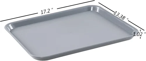 Vista 2 de Bandejas de plástico más grandes para servir restaurante de comida rápida, color gris, 6 paquetes