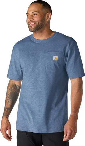 Vista 30 de Carhartt Camiseta con bolsillo Iconic K87 para hombre Piedra azul