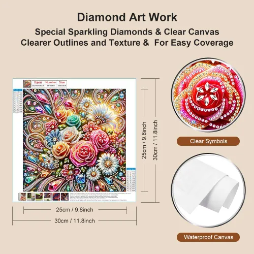Vista 6 de FHBUBPUP Kits de Pintura de Arte de Diamantes de Flores para Adultos, Arte de Diamantes de Forma Especial 5D para Principiantes, Arte de Gemas