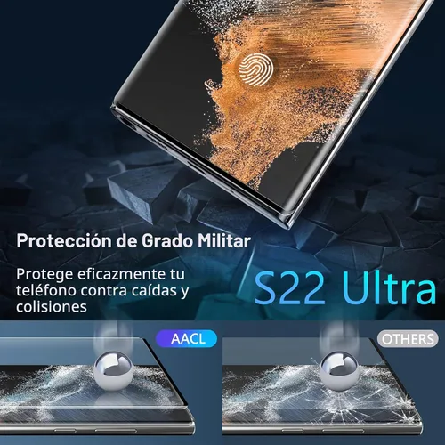 Vista 8 de AACL [Compatible con huellas dactilares] [Paquete de 3] Protector de pantalla de vidrio templado curvado 3D para Samsung Galaxy S22 Ultra 5G