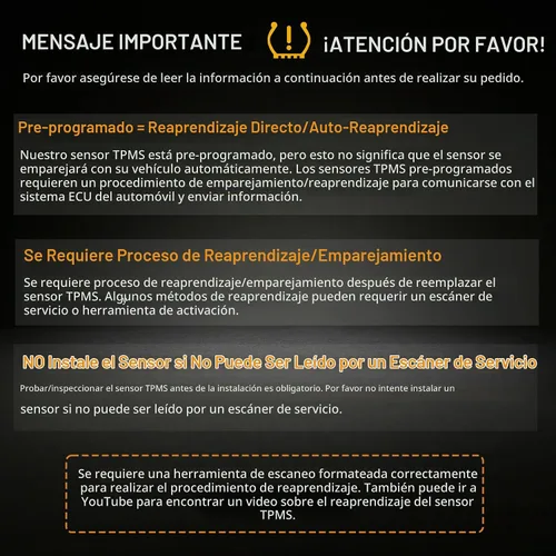Vista 4 de TPMS Sensor de presión de neumáticos TPMS Sensores Set de 4 315 MHz compatibles con Ford Lincoln Mercury Reemplaza DE8T-1A180-AA 9L3Z-1A189-A