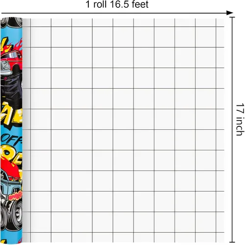 Vista 4 de Burymento Monster Truck Wrapping Paper Roll, Boys Birthday Wrapping Paper