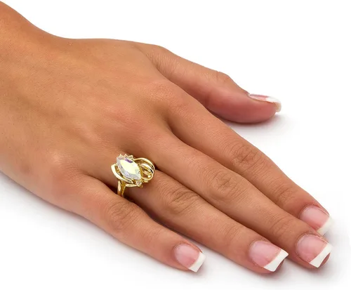 Vista 3 de PalmBeach - Anillo de cristal aurora boreal, chapado en oro amarillo, tallas 5-10