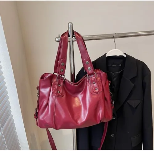 Vista 3 de Bolso de hombro espacioso de lujo femenino sólido clásico Crossbody estilo de gran capacidad suave PU bolso de mano otoño moda casual bolsos