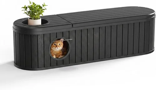Vista 8 de Casa para gatos al aire libre, color negro