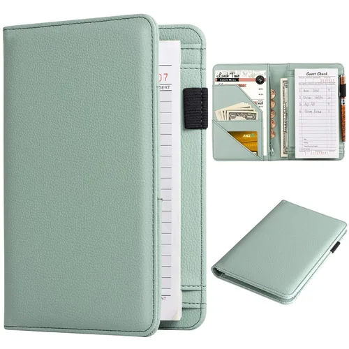 Vista 47 de CoBak Libreta para servidores de alta calidad: organizador de cartera de camarero de 5.12 x 7.91 pulgadas en piel auténtica, con 8 bolsillos