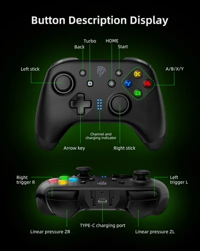 Vista 6 de EasySMX Switch Pro Controller for Nintendo SwitchLiteOLED, Wireless Switch Pro Controller with 4 Programmable Buttons, Dual Vibration, Turbo, Motion