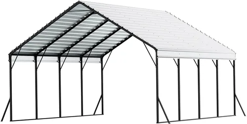 Vista 148 de VEVOR Cobertizo Tienda de Almacenamiento Exterior Portátil Resistente de 6 x 8 x 7 pies, Refugio de Cochera Garaje Impermeable con Puerta Enrollable