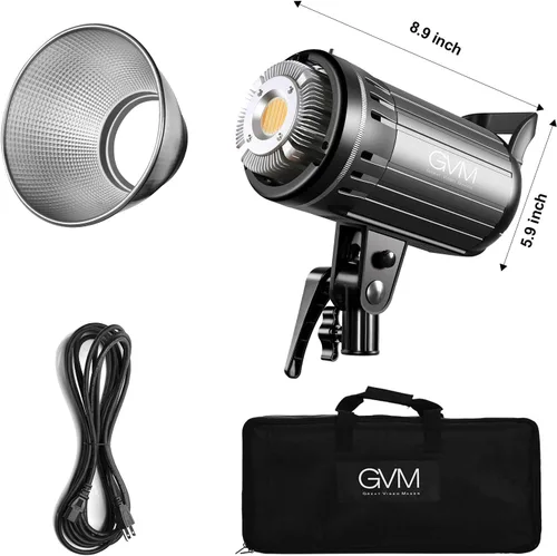 Vista 6 de GVM Great Video Maker Luz de video LED bicolor de 100 W con soporte Bowens, control de aplicación, caja de luz de linterna, regulable 3200K-5600K