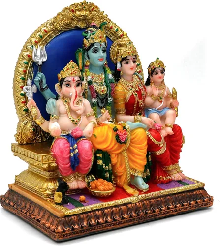 Vista 6 de alikiki Estatua familiar de Dios Shiva hindú – 6.9 pulgadas de alto Murti Shiva Familia Diwali regalo Pooja Artículo Puja Regalos para amigos