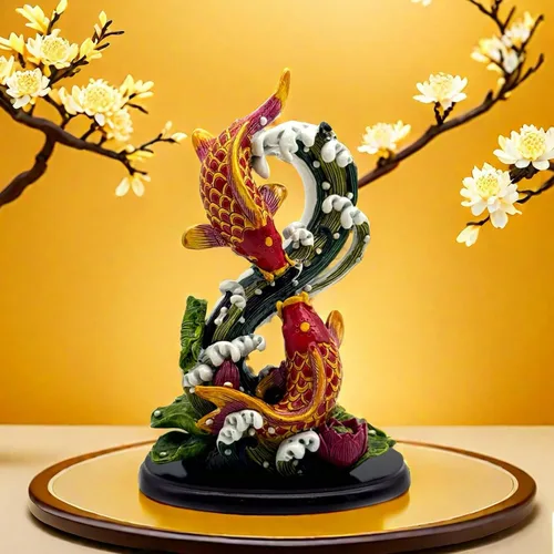 Vista 7 de Escultura china de la estatua de los peces de Feng Shui Frgurine Buen regalo de la suerte para el amante de FengShui Decoración decorativa