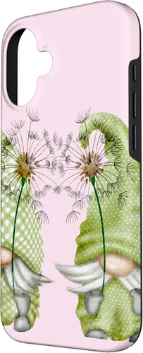 Vista 2 de Gnomos de primavera de diente de león para iPhone 16 para mujeres y divertido estuche de jardinero