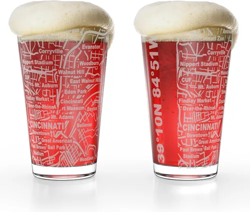 Vista 11 de Greenline Goods Boston, MA Map - Vasos de cerveza (juego de 2), 16 onzas - Diseño de envoltura grabada