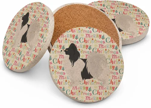 Vista 183 de Abyssinian Sand Terrier Merry Christmas - Posavasos grandes de piedra arenisca (4 unidades)