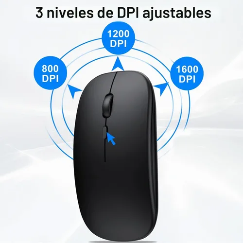 Vista 6 de Ratón inalámbrico Bluetooth para iPad/MacBook Pro/Air/laptop/pc Ratón silencioso recargable portátil delgado para Surface Pro/Lenovo/Samsung Tablet