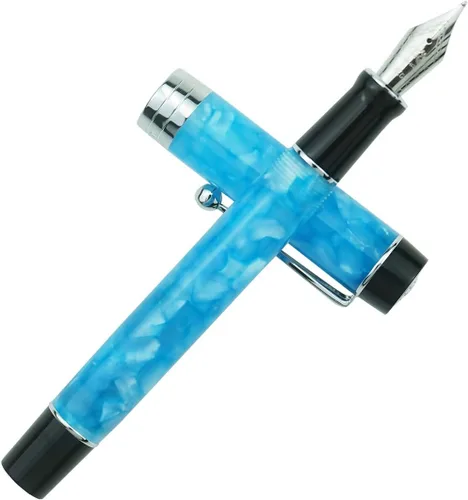 Vista 16 de Jinhao 100 - Pluma estilográfica de estilo clásico en celuloide, instrumento de escritura suave con punta #6, juego de pluma con convertidor