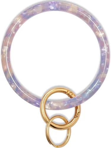 Vista 11 de Mymazn Llavero pulsera pulsera llavero brazalete brazalete llavero brazalete llavero para mujer, llavero redondo de acetato Tortuga clásica