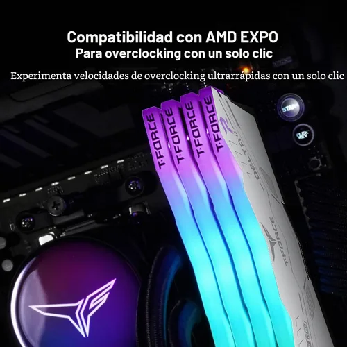 Vista 3 de TEAMGROUP T-Force Delta Alpha RGB DDR5 Ram 32GB Kit (2x16GB) 5600MHz (PC5-44800) CL40 Intel XMP 3.0 y AMD Expo Compatible Módulo de Memoria de Blanco