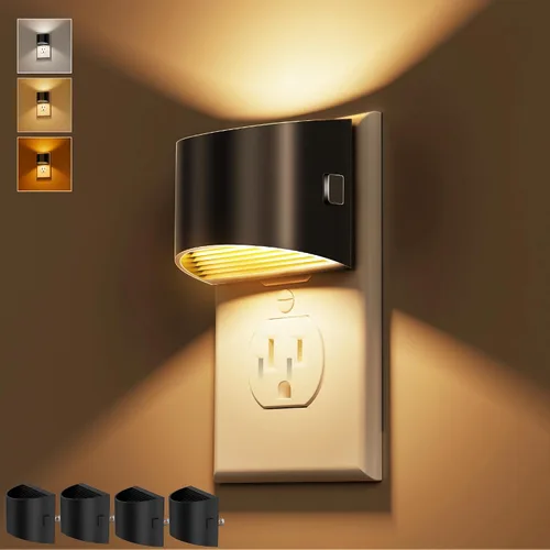 Vista 9 de L LOHAS LED Las luces nocturnas se enchufan en la pared con 3CCT ajustable, luz nocturna de 1W (1600K/3000K/5000K), 1W Nightlights Plug in Wall