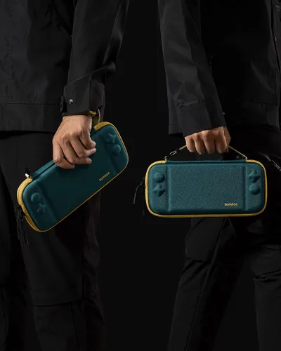 Vista 5 de tomtoc Funda de transporte delgada para Nintendo Switchmodelo OLED, funda protectora para interruptor con 10 cartuchos de juego, funda de viaje