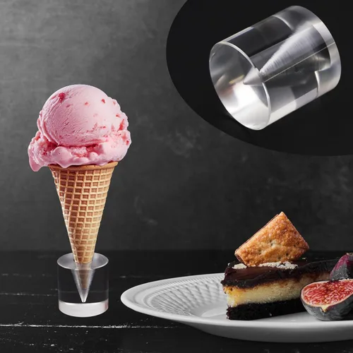 Vista 8 de Mcredy Mini soporte de cono de helado de acrílico para barra de postres de fiesta, 1 pulgada, 4 unidades Acrílico transparente, base estable