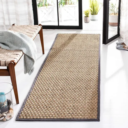 Vista 30 de SAFAVIEH Natural Fiber Collection NF114A - Alfombra de pasillo de hierba marina con patrón de tejido de cesta y borde, de 2 pies 6 pulgadas x 16