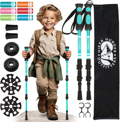 Vista 11 de Kids Hiking Poles by USA Brand - Lightweight Collapsible Kids Walking Stick w/Quick Adjustable Flip Locks